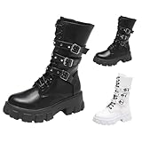 Punk-Stiefel für Damen, Biker-Stiefel, Schnalle, klobiger Plateau-Stiefel, Gothic-Stiefel, runde...