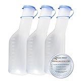 Tiga-Med 3x Urinflasche 1 Liter / 1000ml, für Männer, 3er Set, Urinflaschen aus stablilem...