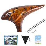 LIEKE Ocarina 12 Löcher Alto C Straw Smoked Okarina Flöte, Keramik Okarinas mit...