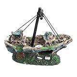 Aquarium Deko Schiff, Harz Aquarium Zubehör, Fische Deko, Garnelen Zubehör, Landschaft für...