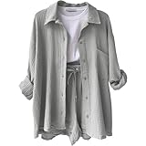 DHYUEN Sport Outfit Damen Set Oversize Loungewear Damen Sommer Outfit Sommershirt Set Einfrabige...