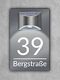 Premium Hausnummer beleuchtet mit LED Solar | individuell anpassbar | Acrylglas Anthrazit Matt | 3D...