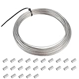 Drahtseil Edelstahl 25m 1mm, 7x7 Struktur, Hochfestes 304 Edelstahlseil Ohne Ummantelung, mit 25...