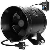 DUCTURBO Rohrventilator 200mm Regelbar, 1205m³/h Inline-Kanalventilator Abluftventilator Ideal...