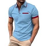 Poloshirt Herren Schwarz Atmungsaktives Golf Polo Shirt Soft Polojacke Mode Frühling und Sommer...