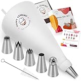 Spritzbeutel mit Tüllen - 5 Extra Große Spritztüllen mit Spritzbeutel aus Baumwolle - Spritztüte...