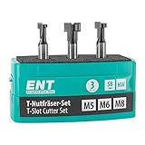 ENT 09003 3-tlg. HW T-Nutfräser-Set optimiert für M5 M6 und M8 Schrauben, HW, Schaft (S) 8 mm -...