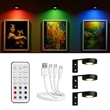 Wandlampe akku 3er Set, Led Wandleuchte ohne Stromanschluss, Bilderleuchte Kabellos, RGB &...