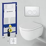 Spülrandloses Hänge WC mit Geberit Duofix Vorwandelement UP100 I Wand WC kurze Ausladung 49cm...