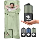 VVAYHUA Hüttenschlafsack,2in1 Reiseschlafsack aus Mikrofaser,Zwei-Wege-Reißverschlüsse Legen die...