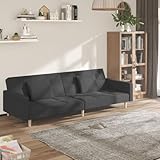 ZEYUAN Schlafsofa 2-Sitzer mit 2 Kissen Dunkelgrau Stoff, Loungesofa, Sofas & Couches, Relaxsofa,...