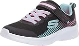 Skechers Mädchen Microspec Sneaker, Black Mesh Aqua & Neon Pink Trim, 36 EU