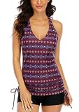 Halcurt Damen Badeanzug mit Boxershorts Zweiteiliger Tankini Set für Frauen Badeanzüge Cross Back...