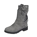 Wadenstiefel, Stiefel, Absätze, Schuhe, mittelhoch, für Damen, Spitze, dick, lässig, kurze...
