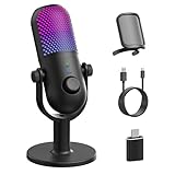 USB Mikrofon PC Gaming RGB: Microphone PC Schwarz - Gaming Zubehör PS4 & PS5 - Gaming Mic mit Stumm...