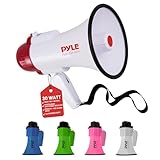 Pyle Megafon 30W mit Sirene & Mikrofon, Weiß Faltbares Megaphone für Kinder & Erwachsene,...
