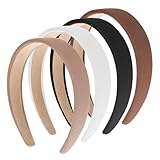 4 x Stirnbänder für Damen, breites Stirnband, einfache einfarbige Farben, elastische Haarbänder,...