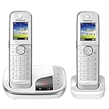 Panasonic KX-TGJ322GW Familien-Telefon mit Anrufbeantworter (schnurloses Telefon DUO, strahlungsarm,...