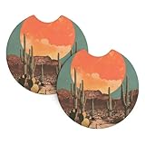 WZYWHJ Desert Retro Prints hochwertige Gummi-Auto-Untersetzer, 2er-Set, leicht zu reinigen, schützt...