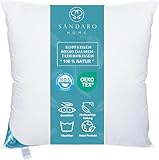 Sandaro Home Kopfkissen 80x80 Daunen-Federn | 3 Kammern Premium Qualität Daunenfedernkissen 80 x...