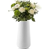 Keramik Vase Weiß FoiiLiio Vasen Deko für Blumen 20 cm Weiße Vasen Modern Blumenvase für Tulpen...