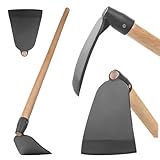 KADAX Gartenhacke mit langem Holzstiel und robustem Stahlblatt, Hacke aus geschmiedetem Stahl,...