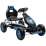 HOMCOM Gokart, Kinderfahrzeug mit verstellbarem Sitz, Tretfahrzeug mit Gummireifen, Pedal und...