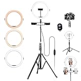 K&F Concept 11” Zoll Ringlicht 200cm Ringlampe mit Stativ/ 3 Phones& Mic/ 3 Color Modes/ 2700K to...