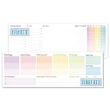 paper&you® Wochenplaner ohne festes Datum 'Rainbow' 50 Blatt - Tischkalender Block quer undatiert...