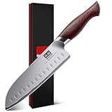 SHAN ZU Profi Santoku Messer küchenmesser 18cm - Japanischer Hochcarbonstahl 10Cr15Mov mit 12°...