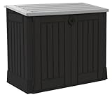 Tepro 17197662 Keter Aufbewahrungsbox Woodland mit Gasdruckfeder, Kunststoff, grau/schwarz