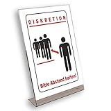 Bitte Abstand halten! Acryl Schild, Werbeaufsteller DIN A4 L-Ständer/Werbeaufsteller im Hochformat