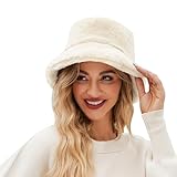 Generisch Wintermütze aus Kunstfell Damen Plüsch Fischerhut Flauschige Bucket Hat Warme Anglerhut...