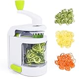 Gaethra Spiralschneider Gemüse, 4 in 1 Zucchini Nudeln Spiralschneider mit Auffangbehälter,...