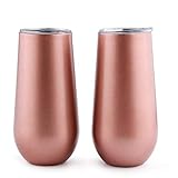 Sivaphe Sektkelche Champagnerglas Roségold 2er Set Edelstahl Doppelwandig Thermol Weingläser mit...