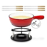 ToCi Fondueset inklusive 6 Fondue Gabeln | Käsefondue mit Stövchen 1,5 L | Emailliertes für...