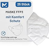25 FFP3 Mund- und Nasenschutz Maske mit EC Zertifizierung, 5 Lagige Maske ohne Ventil, Staub- und...