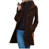 Wintermäntel für Damen, einfarbig, warm, Plüsch, mittellang, Freizeitjacke, langärmelig,...