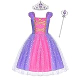 ACWOO Mädchen Prinzessin Kostüm, Rapunzel Lang Kleid Party Cosplay Verkleidung Festlich Karneval...