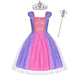 ACWOO Mädchen Prinzessin Kostüm, Rapunzel Lang Kleid Party Cosplay Verkleidung Festlich Karneval...