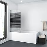 Marwell Black Lines Badewannenaufsatz 125x140 cm – 1-teilige faltbare Duschwand in matt schwarz...