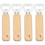 TOPJOWGA ​Flaschenöffner, 4 Stück Kapselheber aus Holzgriff Bottle Opener, Edelstahl...