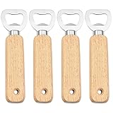 TOPJOWGA ​Flaschenöffner, 4 Stück Kapselheber aus Holzgriff Bottle Opener, Edelstahl...