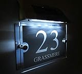 Modern Beleuchtete Solar Hausnummer Hausnummernschild 1-9999 Straßenname LED Personalisiert ! Gray