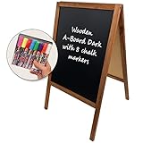 DisplayLager - Kundenstopper Kreidetafel, 60 x 100, Holz Gebeizt, inkl. 8 Bunte Kreidestifte
