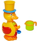 Badewannenspielzeug - lustige Ente - gelb - große Wassermühle mit Schaufel - Badewanne Spielzeug -...