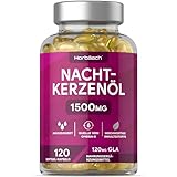 Nachtkerzenöl Kapseln Hochdosiert 1500mg | 120 Evening Primrose Oil Softgel Capsules | mit Omega 6...