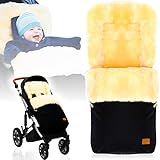 Winterfußsack/Fußsack (100% ECHTES LAMMFELL) für Kinderwagen/Buggy/Jogger Kinderwagenfußsack...