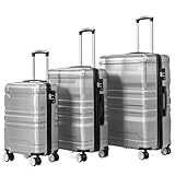 OUZHOU Kofferset 3 Teilig Hartschale, Hartschalenkoffer mit TSA Schloss, 4 Rollen und Innen...