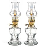2 Stück Glas Petroleumlampe Für Innenräume, Öllampen Aus Glas, Einstellbare Helligkeit, Vintage...